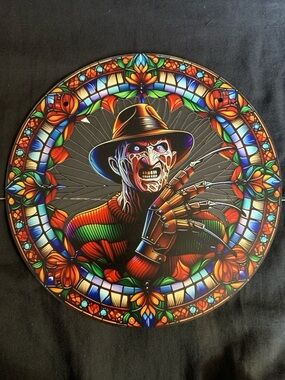 Freddy Krueger Circular Stained-Glass Style Wall Art - Multicolor